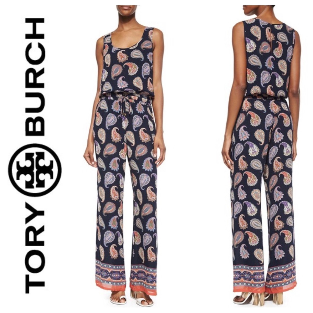 Tory Burch Silk Paisley Print Jumpsuit